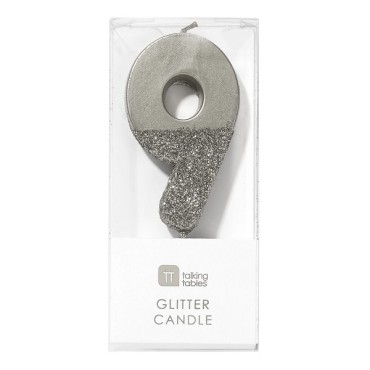 Silver Glamour Number Candles 9