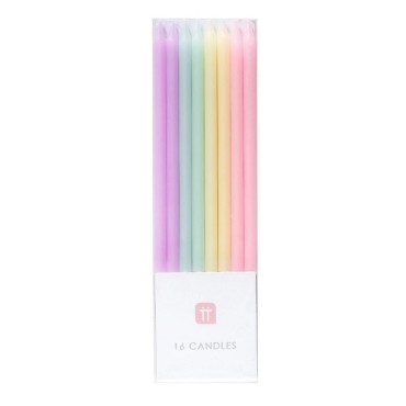 Pastel Coloured Birthday Candles Talking Tables, 10cm