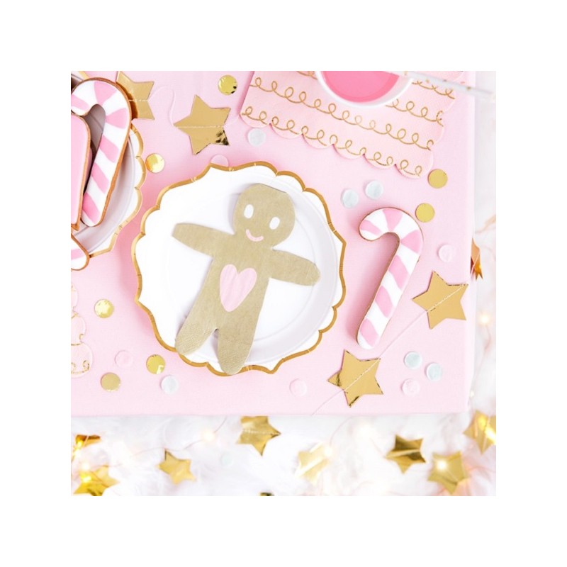 PartyDeco Gingerbread Man shaped Napkins, 20 pcs