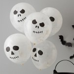 Ginger Ray Halloween Skeleton Face Balloons, 5 pcs