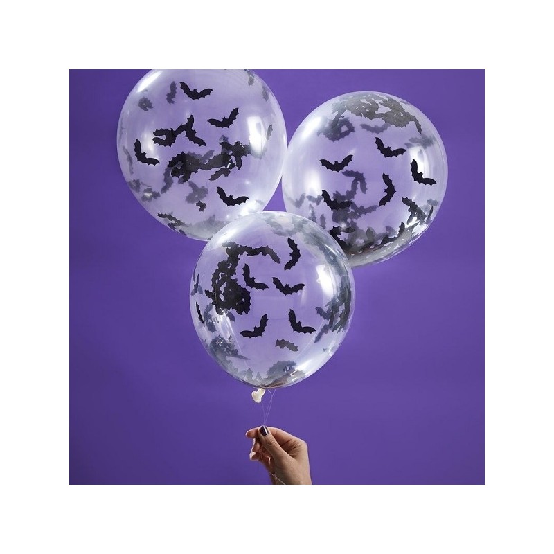 Halloween Bat Confetti Balloons, 5 pcs