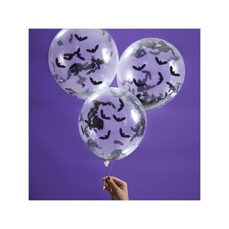 Halloween Fledermaus Konfetti Ballon, 5 Stück