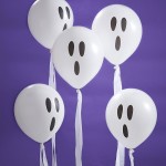 Ginger Ray Halloween Ghost Balloons with Streamers, 5 pcs