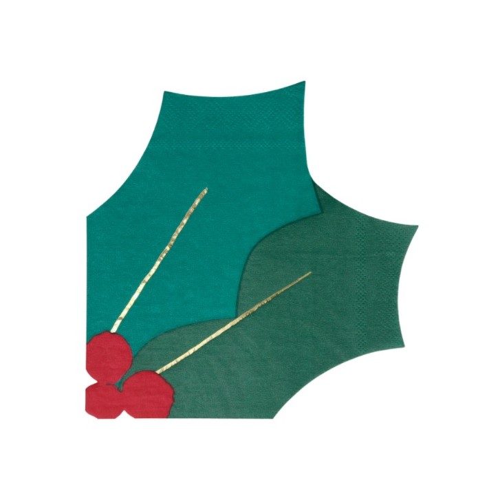 Meri Meri Stechpalmenblatt Weihnachtsservietten, 16 Stück Meri Meri Stechpalmenblatt Weihnachtsservietten, 16 Stück