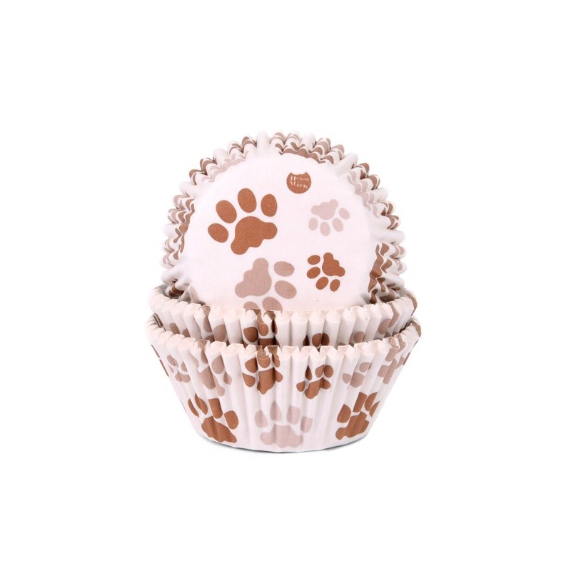 House of Marie Paw Print Brown Cupcake Cases, 50pcs