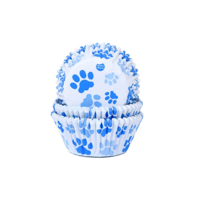 House of Marie Paw Print Blue Cupcake Cases, 50pcs