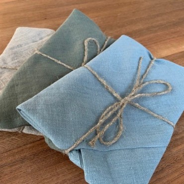 100% linen wrap bread bag blue