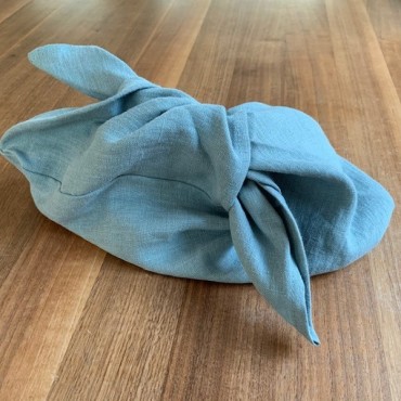 100% linen wrap bread bag blue