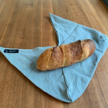 100% linen wrap bread bag blue