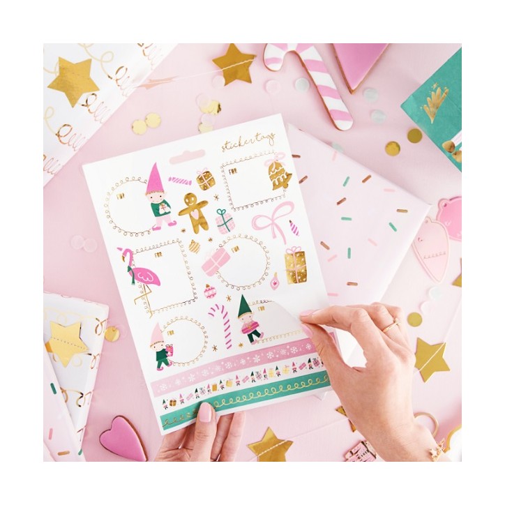 PartyDeco Christmas Elf Stickers, 10 Sheets / 260 Stickers
