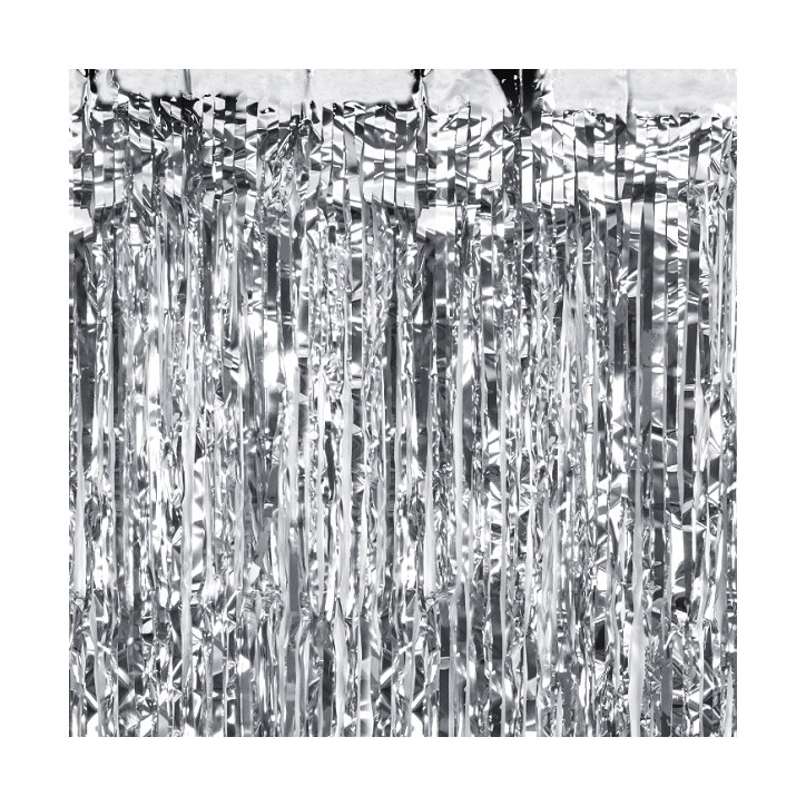 PartyDeco Glitzer-Silber Vorhang Backdrop 90x250cm