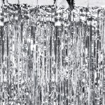 PartyDeco Glitzer-Silber Vorhang Backdrop, 90x250cm