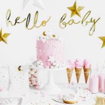 PartyDeco Hello Baby Banner Gold, 70cm