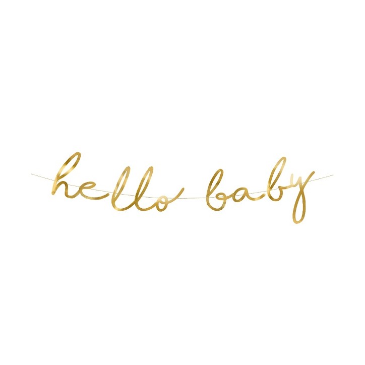 PartyDeco Hello Baby Gold Banner, 70cm