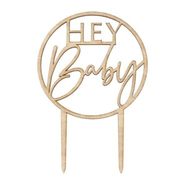 Wood Cake Topper Hey Baby