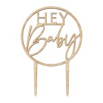 Ginger Ray Hey Baby Wooden Cake Topper 18cm