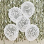 Ginger Ray Hey Baby Confetti Balloons White, 5 pcs