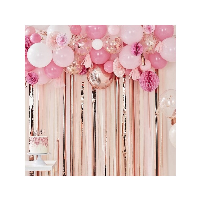 Ginger Ray Pink & Rose Gold Balloon & Fan Garland Kit