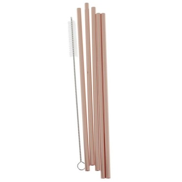 Stainless Steel Drinking Straws Rose Gold 5pcs