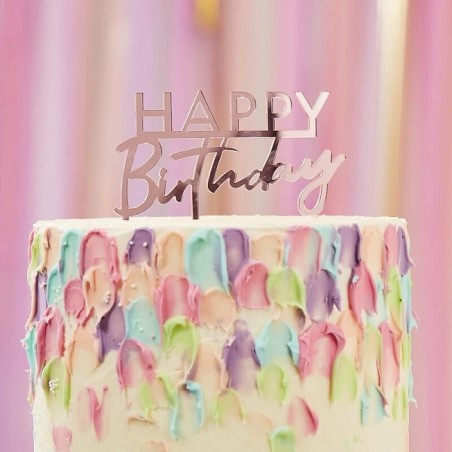 Acrylic Pink Happy Birthday Torten Topper
