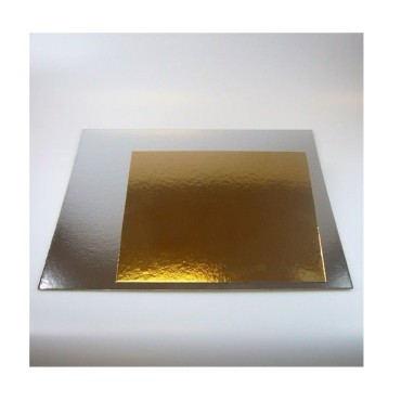 Quadratische Tortenplatte Gold/Silber 20x20