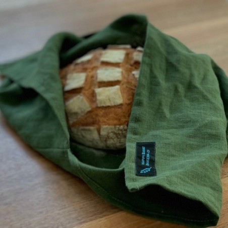 100% linen wrap bread bag darkgreen