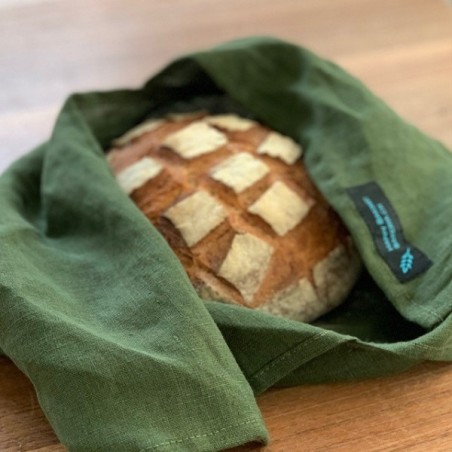 100% linen wrap bread bag darkgreen