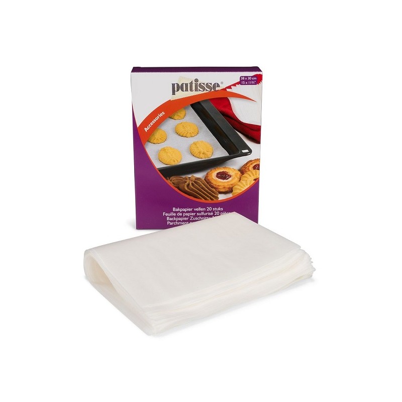 20x Patisse Parchment Paper Sheets 38x30cm