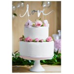 PartyDeco Love Cake Topper - Silver,  16cm