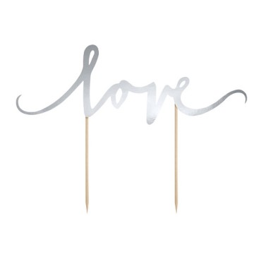 Silver Love Cake Topper