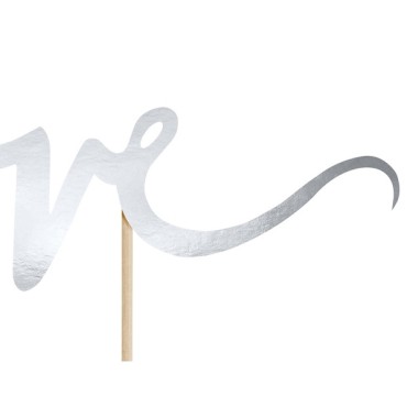 PartyDeco Love Cake Topper Silver 7x23cm