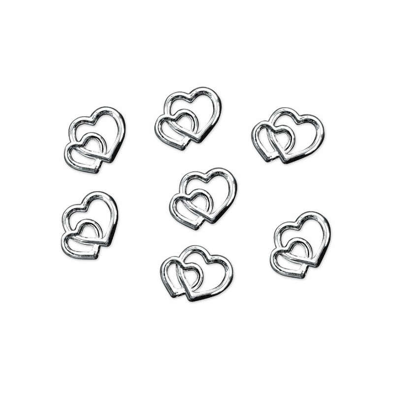 PartyDeco Silver Embellishment Hearts Table Confetti, 10mm