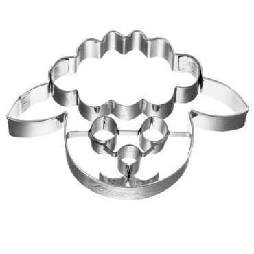 Birkmann Lamb Head Cookie Cutter with Imprint, 8cm