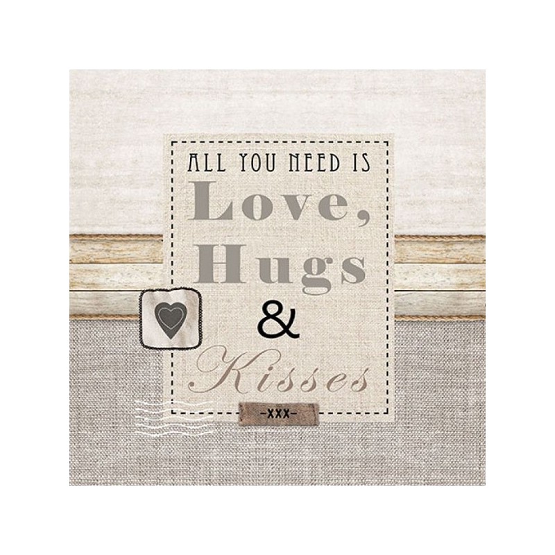 Ambiente Love, Hugs and Kisses Napkins, 20 pcs