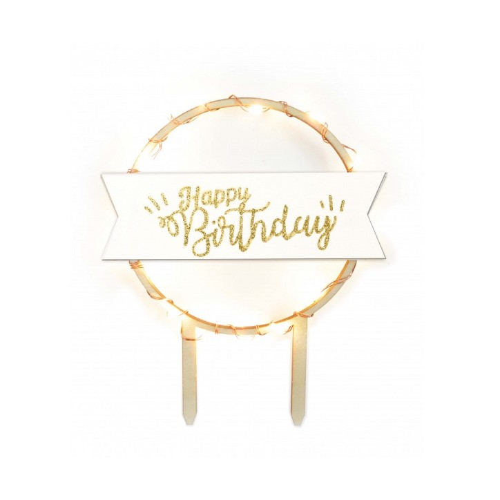 ScrapCooking LED Happy Birthday Cake Topper | Light-Up Wooden Birthday Decoration ScrapCooking LED Happy Birthday Cake Topper | Light-Up Wooden Birthday Decoration