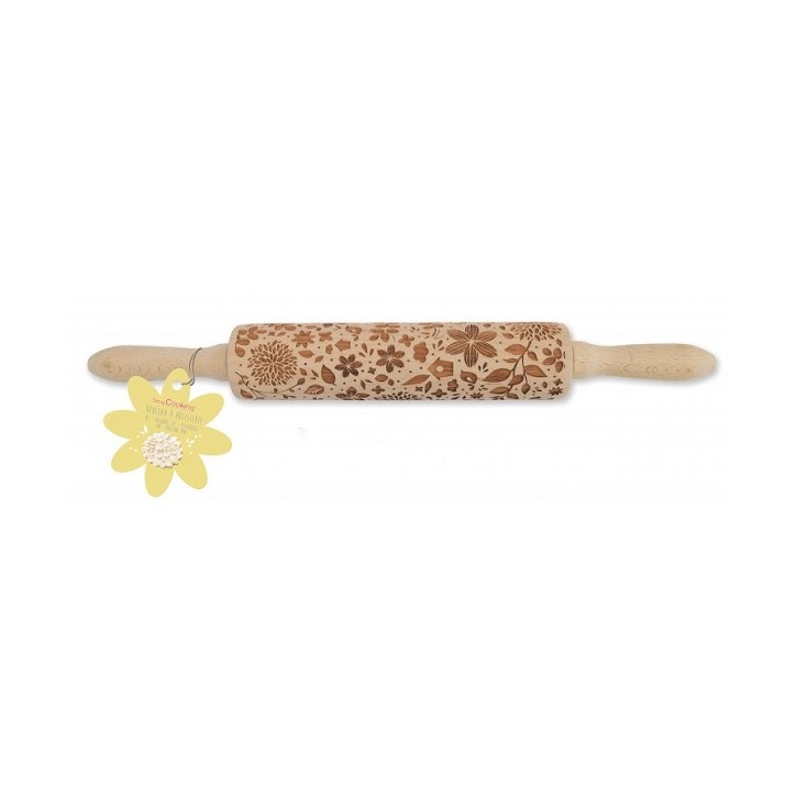 ScrapCooking Nature Embossing Rolling Pin | Beech Wood Cookie Texture Roller ScrapCooking Nature Embossing Rolling Pin | Beech Wood Cookie Texture Roller