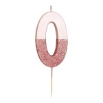 Talking Tables Number 0 Birthday Candle Rose Gold Glamour, 7.5cm