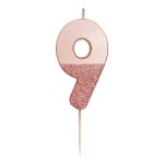 Talking Tables Number 9 Birthday Candle Rose Gold Glamour, 7.5cm