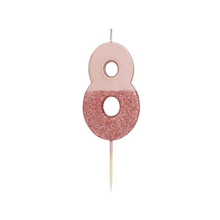 Talking Tables Number 8 Rose Gold Glamour Candle 7.5cm