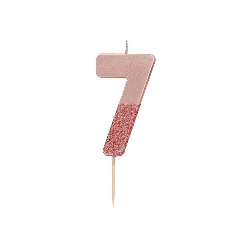 Talking Tables Number 7 Birthday Candle Rose Gold Glamour, 7.5cm