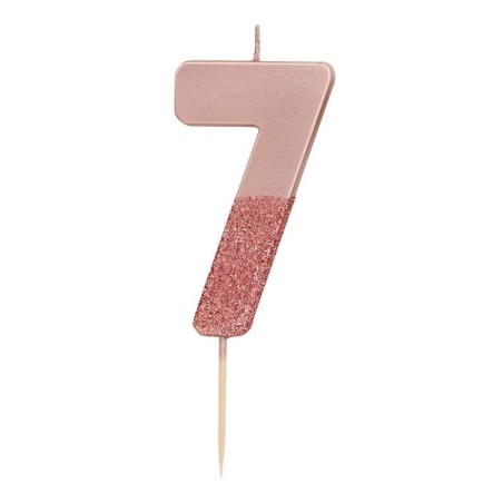 Rosegold Glitter Candle Number 7 Talking Tables