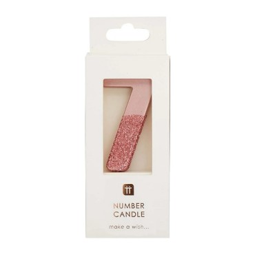 Rosegold Glitter Candle Number 7 Talking Tables