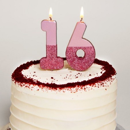 We Heart Birthdays Rose Gold Glitter Number Candle 6 - Talking Tables - BDAY-CANDLE-RG-6