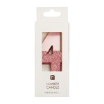 Talking Tables Number 4 Birthday Candle Rose Gold Glamour, 7.5cm
