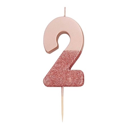 Talking Tables Zahlenkerze 2 Rosegold Glamour 7.5cm