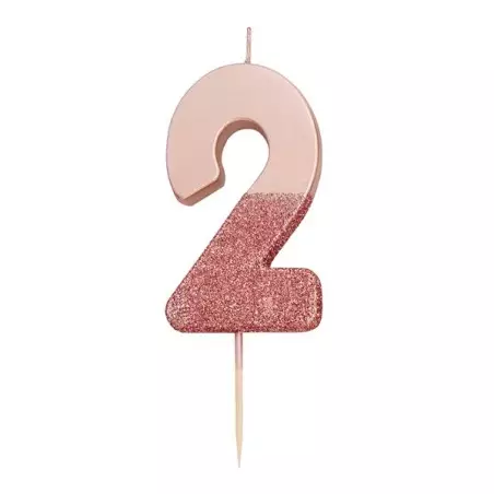 Talking Tables Number 2 Rose Gold Glamour Candle 7.5cm