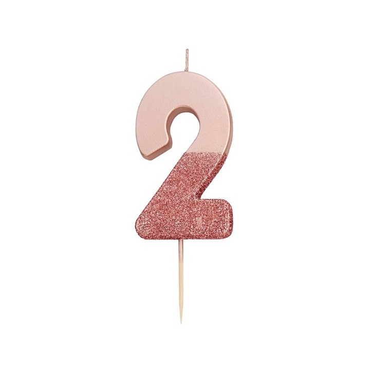 Talking Tables Zahlenkerze 2 Rosegold Glamour 7.5cm