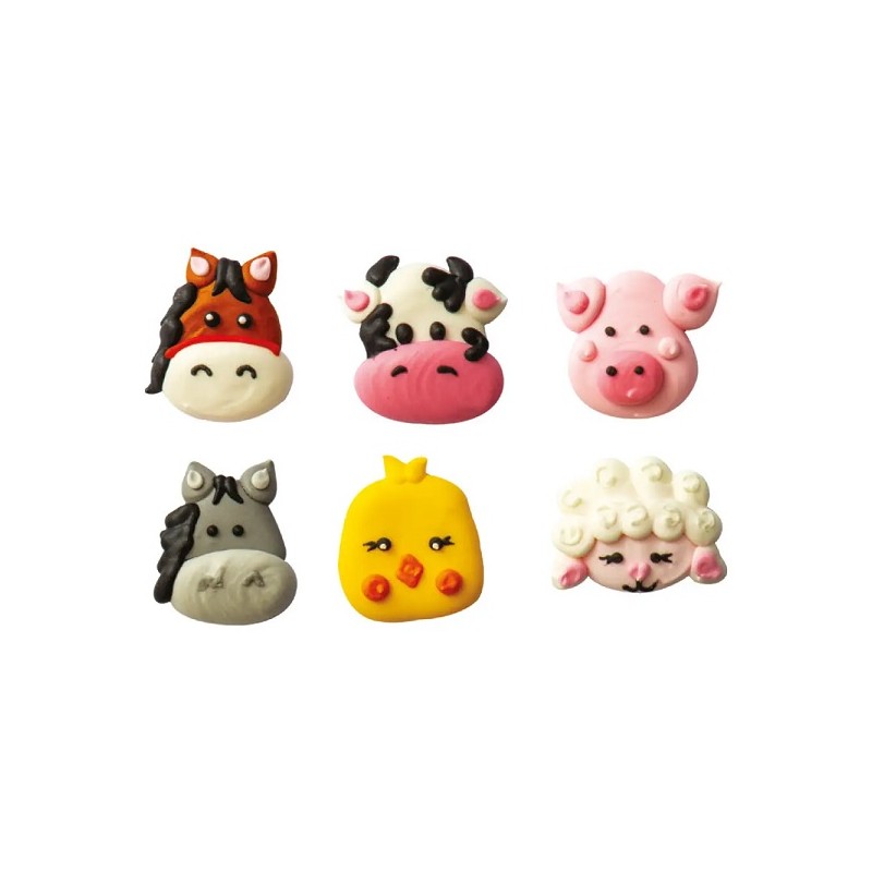 Decora Farm Animals Sugar Decorations, 6 pcs