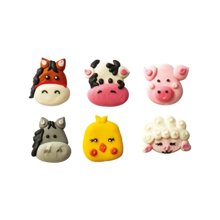 Decora Farm Animals Sugar Decorations 6 Pieces