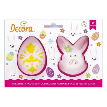 Decora Bunny Head & Egg Cookie Cutter Set 2 Pieces